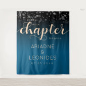 Elegant Peach Oceanic Blue Wedding a New Chapter Wandkleed (Voorkant)