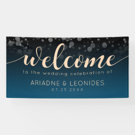 Elegant Peach Oceanic Blue Wedding Banner