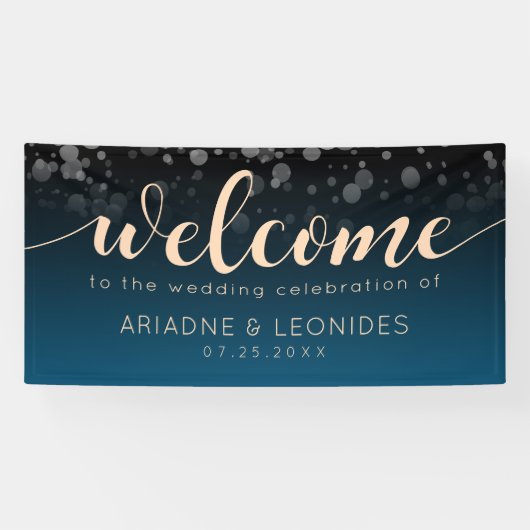 Elegant Peach Oceanic Blue Wedding Banner (Horizontaal)