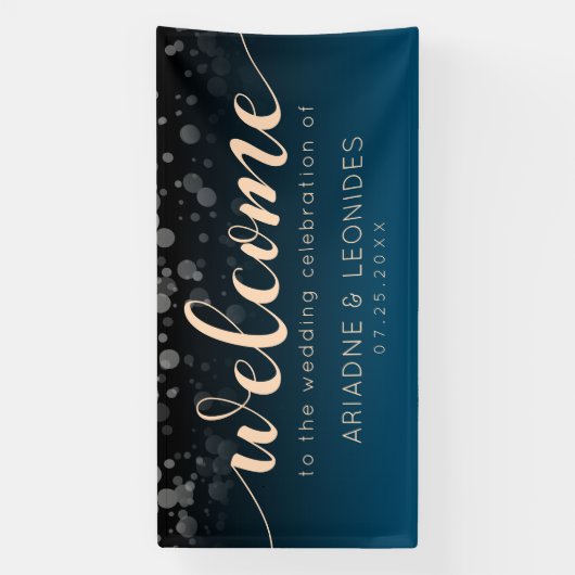Elegant Peach Oceanic Blue Wedding Banner (Verticaal)