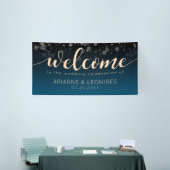 Elegant Peach Oceanic Blue Wedding Banner (Beurs)