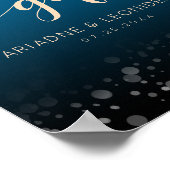 Elegant Peach Oceanic Blue Wedding Cards Gifts Poster (Hoek)