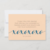 Elegant Peach Oceanic Blue Wedding Love and Bedank Bedankkaart (Achterkant)