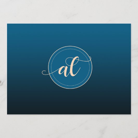 Elegant Peach Oceanic Blue Wedding Words of Wisdom Programmakaart (Achterkant)