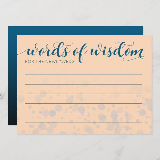 Elegant Peach Oceanic Blue Wedding Words of Wisdom Programmakaart (Voorkant / Achterkant)
