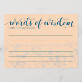 Elegant Peach Oceanic Blue Wedding Words of Wisdom Programmakaart (Voorkant)