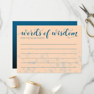 Elegant Peach Oceanic Blue Wedding Words of Wisdom Programmakaart