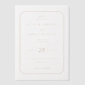 Elegant Peach Octagonal Wedding Invitation Vellum Uitnodigingen (Voorkant)