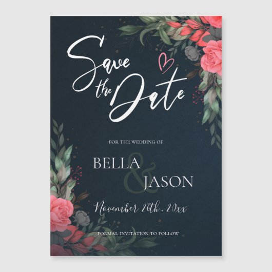 Elegant  Peach Oranje Floral Wedding (Voorkant)