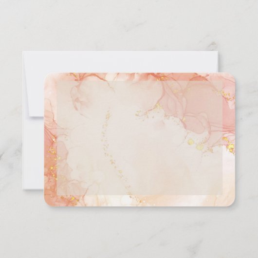 Elegant Peach Oranje Gold Marble Cute Wedding RSVP Kaartje (Achterkant)
