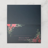 Elegant Peach Oranje Gray Floral Wedding Party Plaatskaartje (Buitenkant ongevouwen)