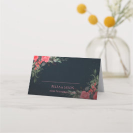 Elegant Peach Oranje Gray Floral Wedding Party Plaatskaartje