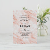 Elegant Peach Oranje Marmer & Glitter Wedding Kaart (Staand voorkant)