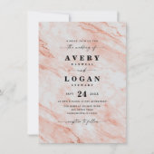 Elegant Peach Oranje Marmer & Glitter Wedding Kaart (Voorkant)