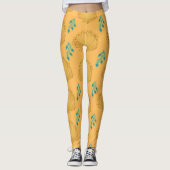 Elegant Peach Peach Pauw waaierpatroon Leggings (Voorkant)