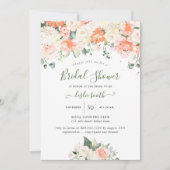 Elegant Peach Peonies Cream Rozen Vrijgezellenfees Kaart (Voorkant)