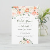 Elegant Peach Peonies Cream Rozen Vrijgezellenfees Kaart (Staand voorkant)