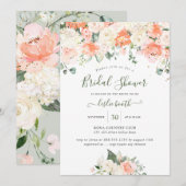 Elegant Peach Peonies Cream Rozen Vrijgezellenfees Kaart (Voorkant / Achterkant)