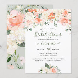 Elegant Peach Peonies Cream Rozen Vrijgezellenfees Kaart