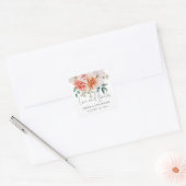 Elegant Peach Peonies Florals Love and Bedankt Vierkante Sticker (Envelop)