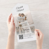 Elegant Peach QR Code All In One Uitnodiging (Afscheurbaar)