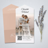 Elegant Peach QR Code All In One Uitnodiging