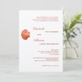 Elegant Peach Rattan Seashell Weddenschap Kaart (Staand voorkant)