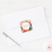 Elegant Peach Roos bruiloft dank u Vierkante Sticker (Envelop)