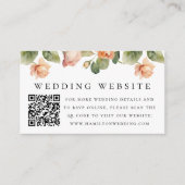 Elegant Peach Roos bruiloft website QR-code Informatiekaartje (Voorkant)