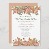Elegant Peach Roos Floral Eucalyptus Baby shower (Voorkant / Achterkant)