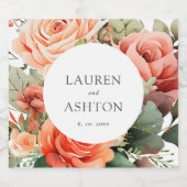 Elegant Peach Roos Gepersonaliseerde bruiloft Likeurfles Etiket (Enkel label)