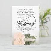 Elegant Peach Roos Reflection Romantic Wedding Kaart (Staand voorkant)
