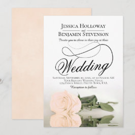 Elegant Peach Roos Reflection Romantic Wedding Kaart