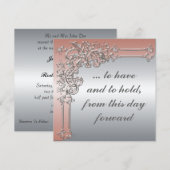 Elegant Peach roze and Silver Wedding Invitation Kaart (Voorkant / Achterkant)