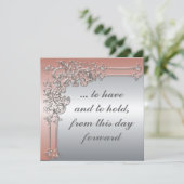 Elegant Peach roze and Silver Wedding Invitation Kaart (Staand voorkant)