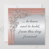 Elegant Peach roze and Silver Wedding Invitation Kaart (Voorkant)