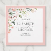 Elegant Peach roze Waterverf Floral Wedding Bedankjes Labels (Voorkant)
