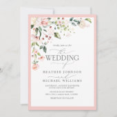 Elegant Peach roze Waterverf Floral Wedding Kaart (Voorkant)