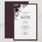 Elegant Peach roze Waterverf Floral Wedding Menu (Voorkant / Achterkant)
