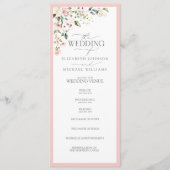 Elegant Peach roze Waterverf Floral Wedding Programmakaart (Voorkant)
