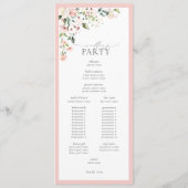 Elegant Peach roze Waterverf Floral Wedding Programmakaart (Achterkant)