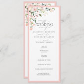 Elegant Peach roze Waterverf Floral Wedding Programmakaart (Voorkant / Achterkant)