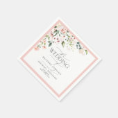 Elegant Peach roze Waterverf Floral Wedding Servet (Hoek)