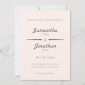 Elegant Peach Rozen on Back Wedding Invitation Kaart (Voorkant)