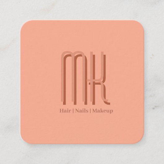 Elegant Peach Salon Monogram Appointment Card Afsprakenkaartje (Voorkant)