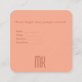 Elegant Peach Salon Monogram Appointment Card Afsprakenkaartje (Achterkant)