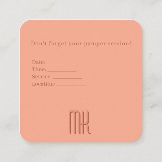 Elegant Peach Salon Monogram Appointment Card Afsprakenkaartje (Achterkant)