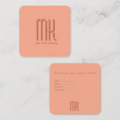 Elegant Peach Salon Monogram Appointment Card Afsprakenkaartje (Voorkant / Achterkant)