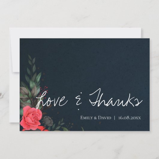 Elegant Peach Sinaasappel Floral Love & Bedankt We (Voorkant)