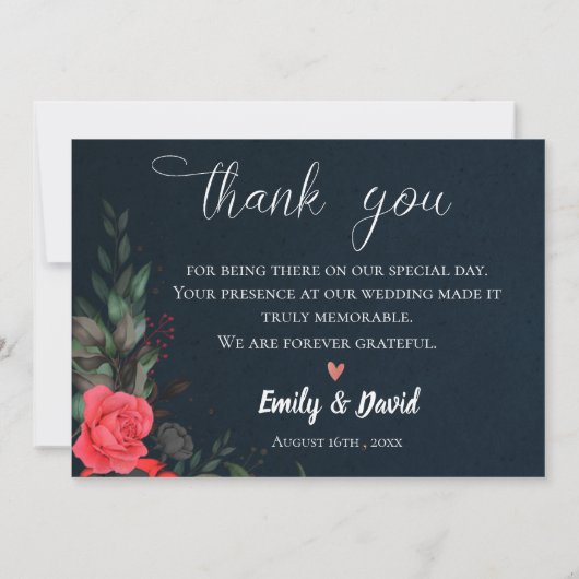 Elegant Peach Sinaasappel Floral Love & Bedankt We (Achterkant)